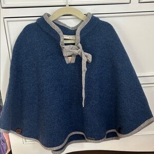 Marae kids Blue and Gray Wool Poncho